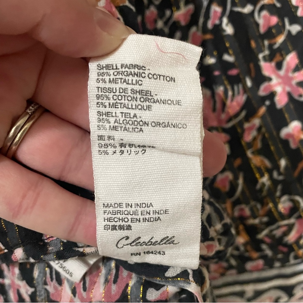 Cleobella Brynlee Floral Peasant Blouse Large Organic Cotton Cottagecore Fairy - Picture 6 of 9